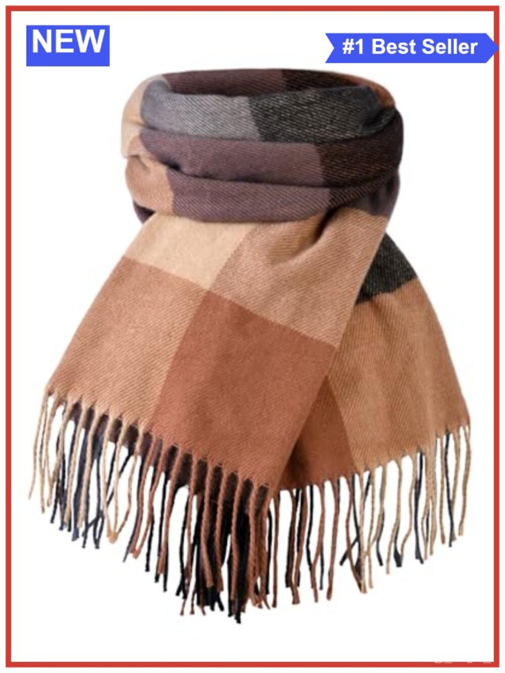 Winter Scarf for Women Plaid Oversized Tassel Shawl Wrap